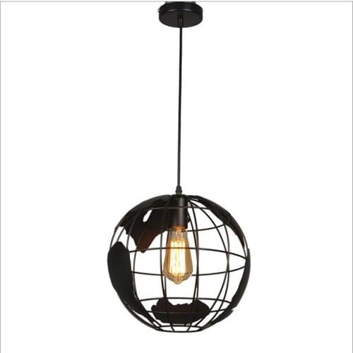 LED Iron Cage Lampshade For Restaurant Cafe Indoor Lighting Retro Suspension Luminaire Pendant Lights Globe Vintage Pendant La