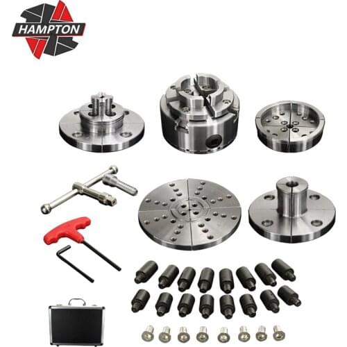 Hampton Thread M33x3.5/1Inch 8TPI Wood Lathe Self-center Chuck Set 95mm 4-Jaws Wood Turning Lathe Accessories Suits Scroll Chuck