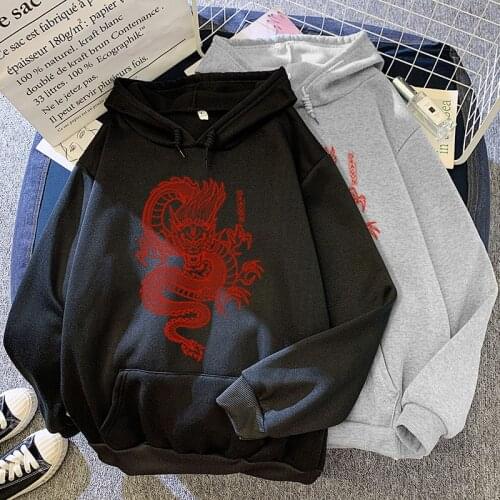 Kpop Harajuku bf red dragon Hoodies Winter Women thin Hoodie spring Long Sleeve Sweatshirt Hip Hop Hoodie Pocket Cheap Clothes