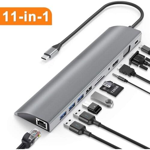 DUPILINK USB Type C HUB to 3.0 USB HDMI RJ45 Lan USB HUB for MacBook Pro Accessories USB Splitter Multi 11 Ports USB Type C HUB