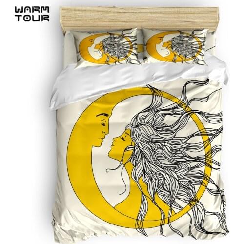 WARMTOUR Duvet Cover Sun and Moon Duvet Cover Set 4 Piece Bedding Set For Beds DHL Shipping Method