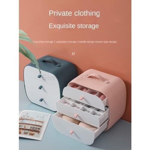 Household underwear underwear storage box household drawer type plastic box finishing bra stocking three in one compartment