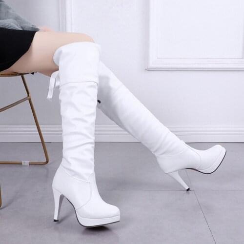 Hot sale 2020 New Fashion Runway Boots Women sexy Knee High Boots Pointed Toe Strange High Heel Ladies Chelsea Boots size 34-39