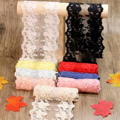 1 Yd Embroidery Flower Black White Cotton Lace Trim Ribbon Wedding Sewing Craft