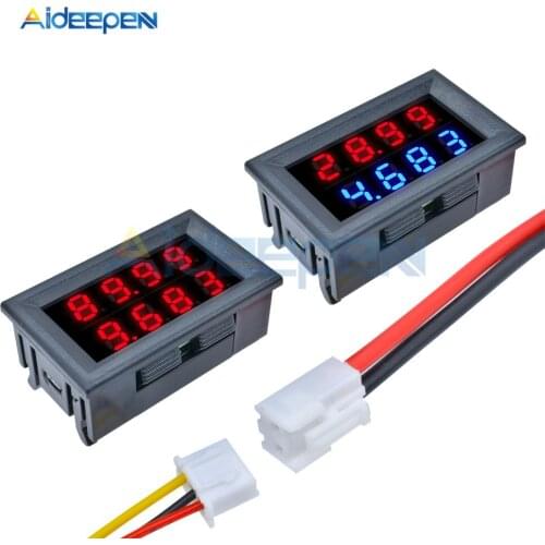 1PCS 0.28 inch DC 0-200V 10A Voltmeter Ammeter Red+Blue /Red+Red LED Amp Dual Digital Volt Meter Detector Gauge LED Display