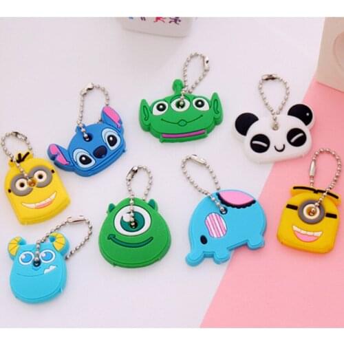 1 PCS Cute Cartoon Silicone Key Chains Key Cover Cap Silicone Keychains Dust-proof Panda Elephant Key Rings Bag Pendant Gift