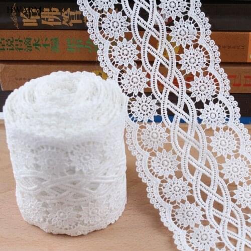 10yard white african lace fabric ribbon wedding decoration trim DIY Water soluble milk silk lace embroidery hollow lace stretch