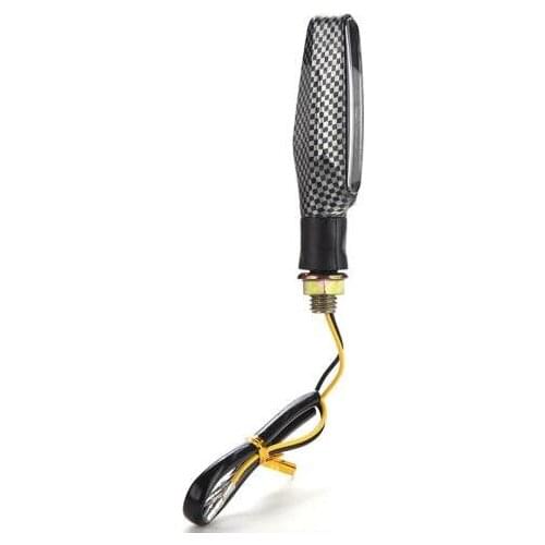 2PCS Cool Universal Motorcycle Carbon 12 LED Snakeskin Turn Signal Lamps Indicator Amber Light