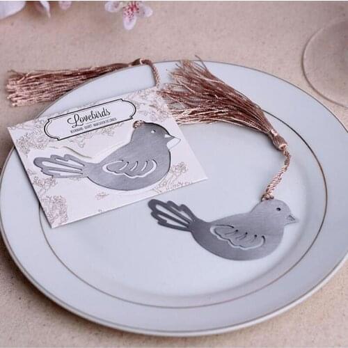 200pcs Wedding Favors Gifts Lovebirds Bookmark Baby Shower Souvenir For Guest Free Shipping ZA5782