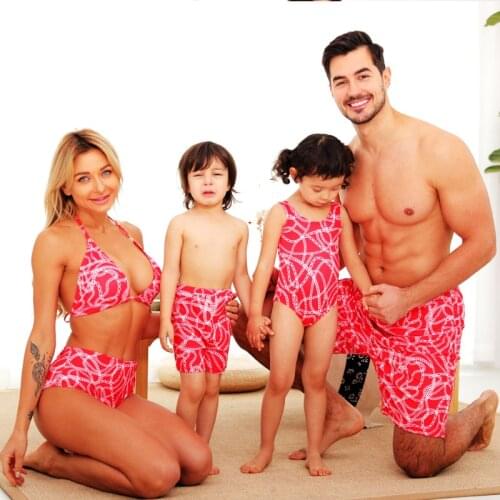 2021 Family Matching Outfits Mother Daughter Swimwear Women Baby Girl Bikini Father Son Beach Shorts