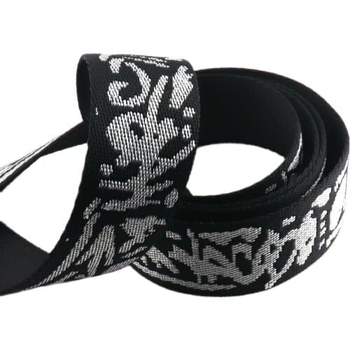 38mm Webbing Black Webbing 2 Yards Cotton Canvas Jacquard Webbing for Purse Bag Strap Handles Belt Purse Supplies 1 1/2 Inches