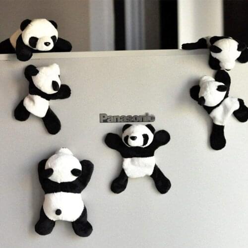 4PCS New Style Panda Fridge Magnet Cute Soft Plush Refrigerator Sticker Gift Souvenir Decor Kitchen
