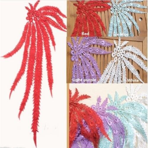 5 Pcs Multicolor Embroidered Phoenix Venise Lace Sewing Applique Trims DIY Lace Fabric Wedding Dress Applique Decoration RS438