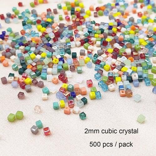 500pcs/2mm cube crystal beads multicolor glass crystal beads diy jewelry accessories necklace bracelet jewelry making