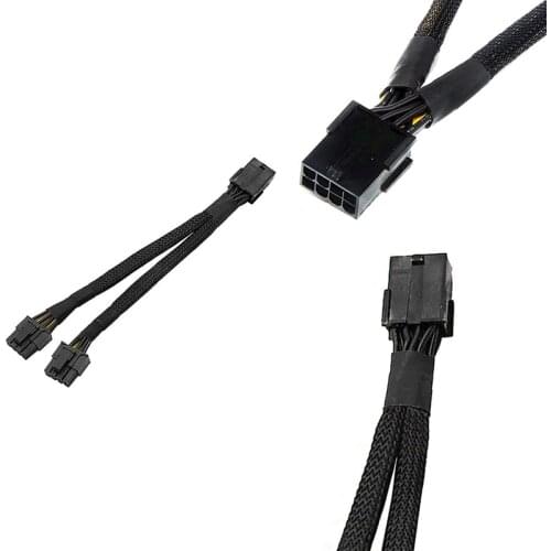 GPU PCIe 8 Pin Female to Dual 2X 8 Pin(6+2) Male PCI Express Power Adapter Braided Y-Splitter Extension Cable,20cm
