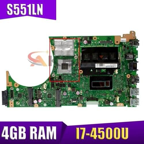 Akemy S551LN Laptop motherboard for ASUS S551LN S551LB S551L original mainboard 4GB-RAM I7-4500U GT840M