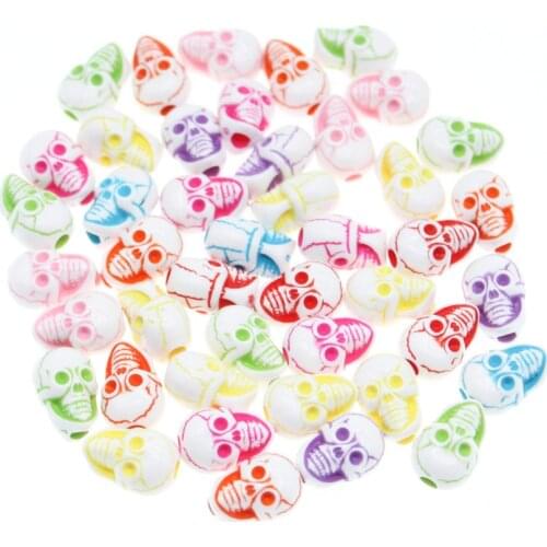 CHONGAI 50Pcs Acrylic Beads Halloween Gothic Skull Beads For Jewelry Making(Double side) 9x13mm