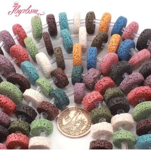 Natural Rondelle Heishi Lava Rock Bead Multicolor Loose Stone Beads For DIY Necklace Bracelats Jewelry Making Strand 7.5" 15"