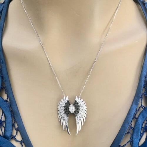 Giant Wings 925 Sterling Silver Necklace Women Girls Gift Jewelry Accessories Fashion Handmade Elegant Chain
