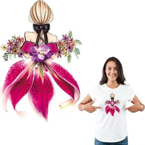 Flower Patches For Girl Dresses T-Shirt Washable Diy Accessory New Design Badges Heat Transfer Clothing Deco Military Patch