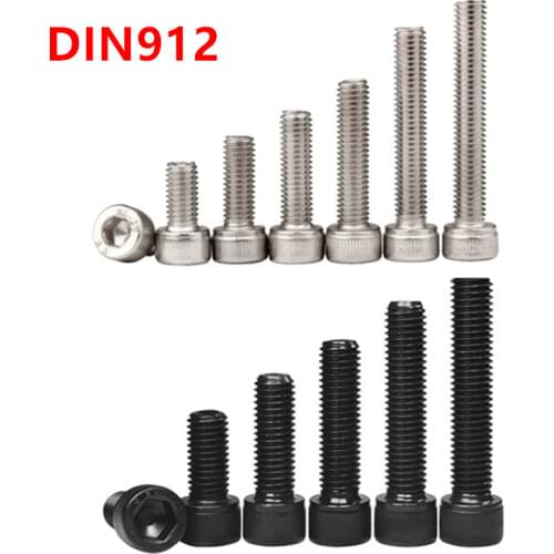 DIN912 Allen socket head screw 12.9 grade 304 stainless steel M1.6 M2 M2.5 M3 M4 M5 M6 Hexagon hex socket head cap screw bolt