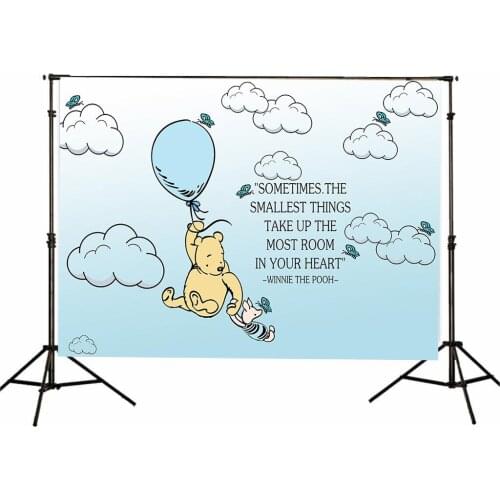 Dreamy Flying Balloon Bear Backdrops In Sky Birthday Baby Shower Party Banner Fairytale Photo Studio Background Celebrate Poster