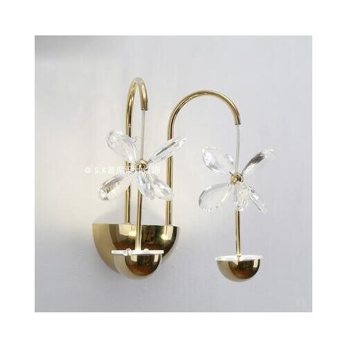 Butterfly flower crystal wall lamp bedroom bedside living room postmodern minimalist Nordic led American wall lamp