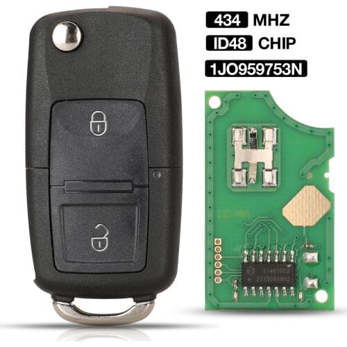 Kutery 434 MHZ ID46 Chip FCCID 1J0959753N 2 Buttons Smart Remote Car Key Fob For VW Volkswagen Beetle Bora Polo Golf Passat