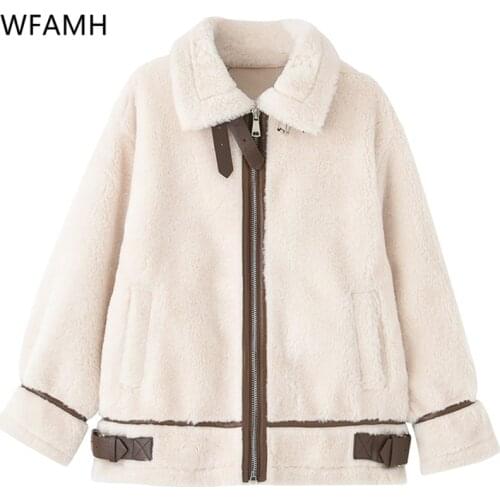 Lamb wool stitching jacket womens warm fashion 2020 new spring and autumn fur one thickening mid-length 's coat Zippers