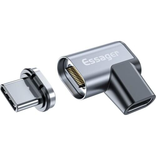 Essager 100W USB Type C Magnetic Adapter Fast Charging USB Type C Magnet Converter Magnetic Cable Right Angle USB C Connector