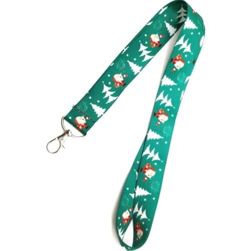 Mew 10 pcs cartoon Santa Claus Christmas tree Lanyard for Keys Mobile Phone Neck Straps Cartoon Keychains