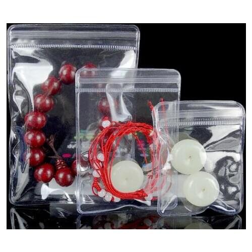 100pcs Mini Self Sealing Zip Lock Plastic Bag Thick Transparent pvc Plastic Zipper bag jewelry gift Earrings packaging bag