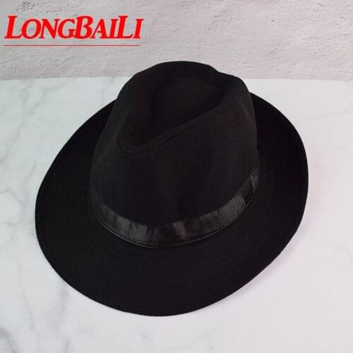 Winter Wide Brim Cotton Blends Fedora Hats For Men Chapeu Masculino Felt Panama Trilby Caps SDDB026