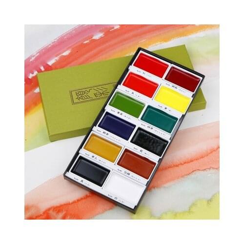 Japan ZIG Kuretake Solid Watercolor Paint Set Watercolors Field Sketch Set for Painting Supplies 12/ 18 Colors