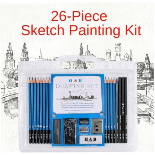 Sketching Drawing Pencil Set Professional Graphite Charcoal Pencils Kit Carrying Bag Art Students Painting School Supplies