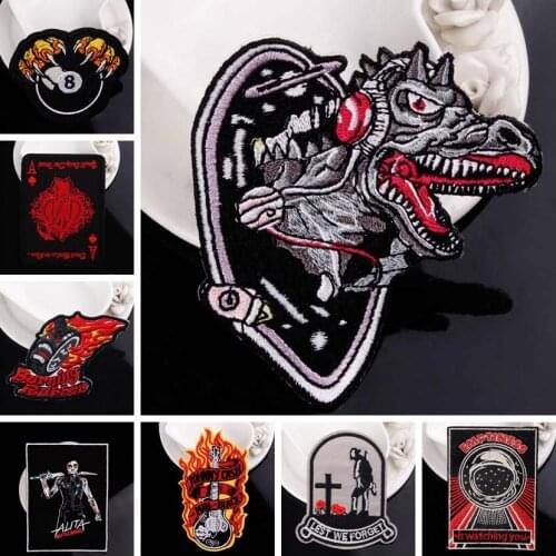 Punk Patch Embroidered Patches For Clothing Iron On Patches On Clothes DIY Badge Patch Sewing On Garment Apparel Accessories