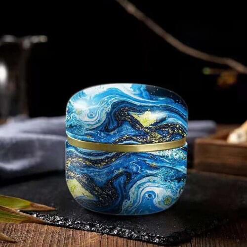 New Metal Sealed Tea Box Vast Starry Sky Printing Storage Tank Double-layer Sealed Tea Damp-proof Tea Container