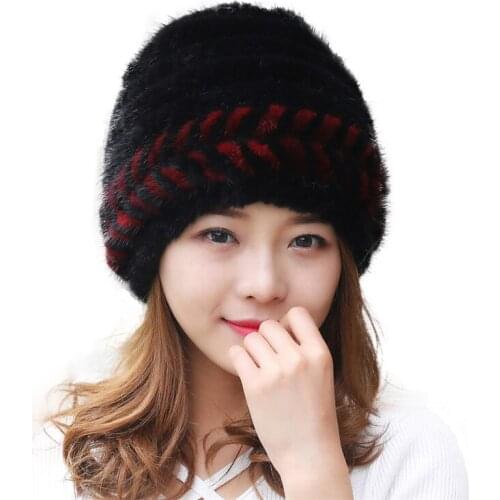 2019 New Real Mink Fur Hat Authentic Fashion Ladies Out Hat Accessories Lace Warm Fur Hat Both Stylish And Generous Free
