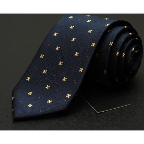 2019 New Mens Fashion Necktie for Brand Designer High Quality Navy Blue Floral 7cm Tie Male Formal Wedding Party Groom Gravata