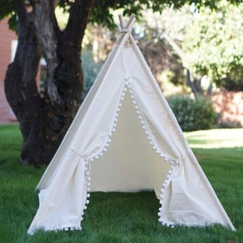 White four poles kids play tent indian teepee children playhouse children play room teepee