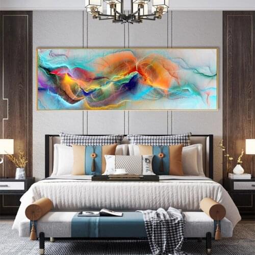 DDHH Large Light Blue Yellow Cloud Abstract Oil Painting Canvas Prints For Living Room Wall No Frame Modern Decor Picturest Art