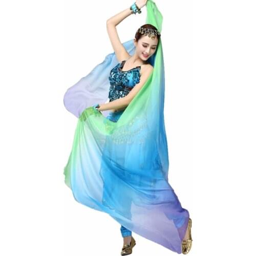 Hot Sale 2019 Novelty Gradient Veil Shawl Face shawl wrap Scarf Women Dance Belly Bollywood Costume Silk-like New