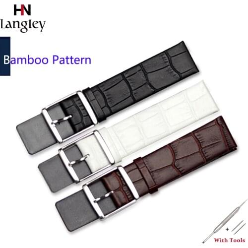 Genuine Leather Watch Bands 14- 22 mm Width Women Men Watches Straps Steel Buckle Watchbands Watches Accessories Wholesale