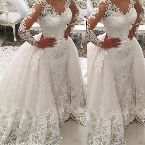 SuperKimJo Luxury Ball Gown Wedding Dress 2020 Robe De Mariage Lace Applique Detachable Skirt Beaded Elegant Wedding Gowns