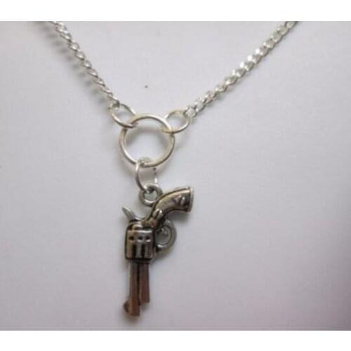 Handgun Baseball Flower Snake Cowboy Hat Necklace Pendant Choker Charm Vintage Silver Statemen Necklace Women For Jewelry W216