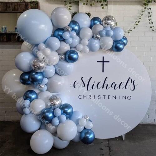 89pcs Balloons Garland Arch Kit Pastel Macaron Blue White Metallic Blue Balloons Wedding Birthday Baby Shower Party Decoration
