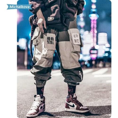 Mens clothing Patchwork Pockets Cargo Pants Men Harajuku Hip Hop Sweatpant Male Joggers Track Trousers Streetwear michalkova