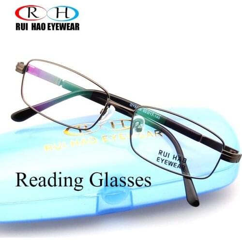 Super Clear Reading Glasses Rectangle Presbyopic Glasses Concise Optical Alloy Spectacles Frame With HMC Coating Resin Lenses