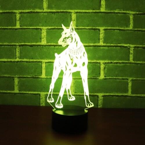 3D LED Night Light Doberman Pinscher Dog with 7 Colors Light for Home Decoration Lamp Amazing Visualization Optical Illusion