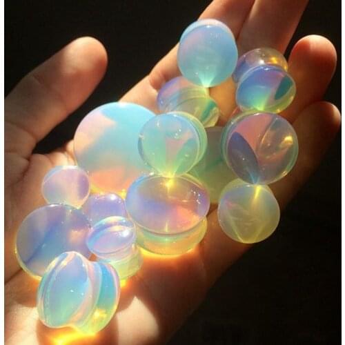 4~16mm Natural Stone Ear Plug Double Flare Ear Gauge Expander Opal Stone Plugs and Tunnels Ear Stretcher for Piercing Jewelry